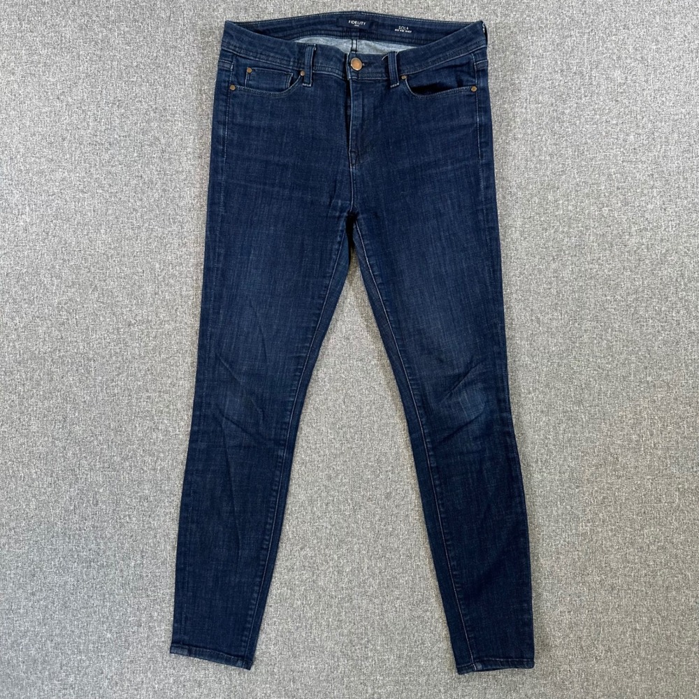 Fidelity Jeans Womens 29 Sola Mid Rise Ankle Halsey Blue Skinny Stretch USA